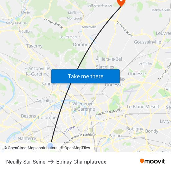 Neuilly-Sur-Seine to Epinay-Champlatreux map