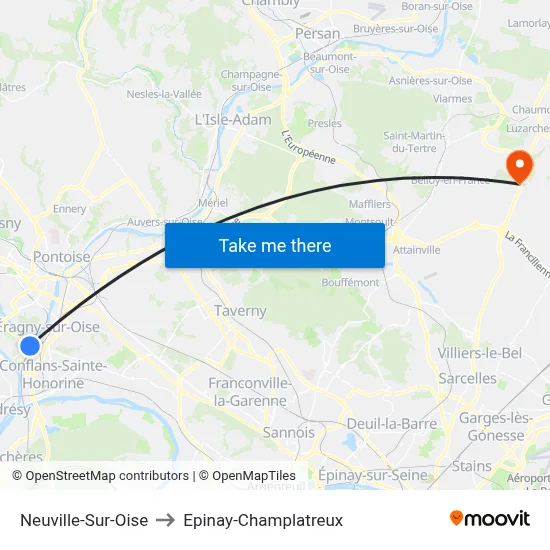 Neuville-Sur-Oise to Epinay-Champlatreux map