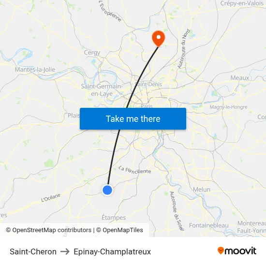 Saint-Cheron to Epinay-Champlatreux map