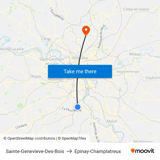 Sainte-Genevieve-Des-Bois to Epinay-Champlatreux map