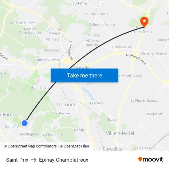 Saint-Prix to Epinay-Champlatreux map