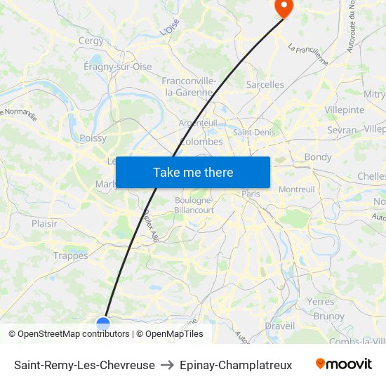 Saint-Remy-Les-Chevreuse to Epinay-Champlatreux map