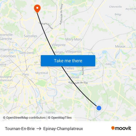 Tournan-En-Brie to Epinay-Champlatreux map
