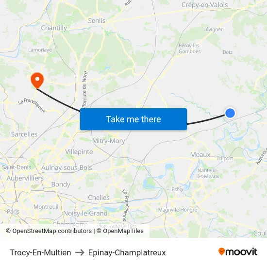 Trocy-En-Multien to Epinay-Champlatreux map