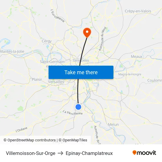 Villemoisson-Sur-Orge to Epinay-Champlatreux map