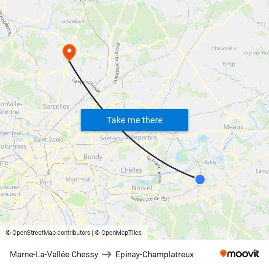 Marne-La-Vallée Chessy to Epinay-Champlatreux map