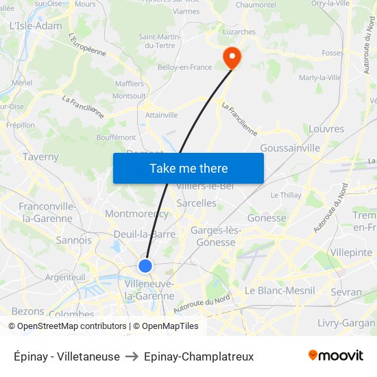 Épinay - Villetaneuse to Epinay-Champlatreux map