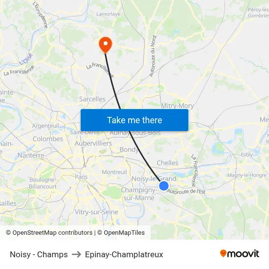 Noisy - Champs to Epinay-Champlatreux map