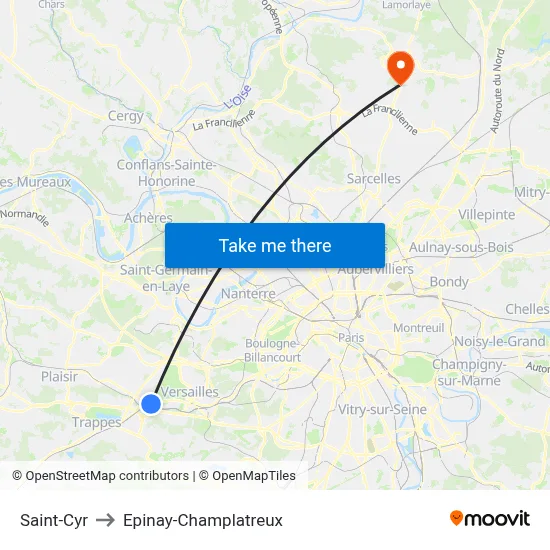 Saint-Cyr to Epinay-Champlatreux map