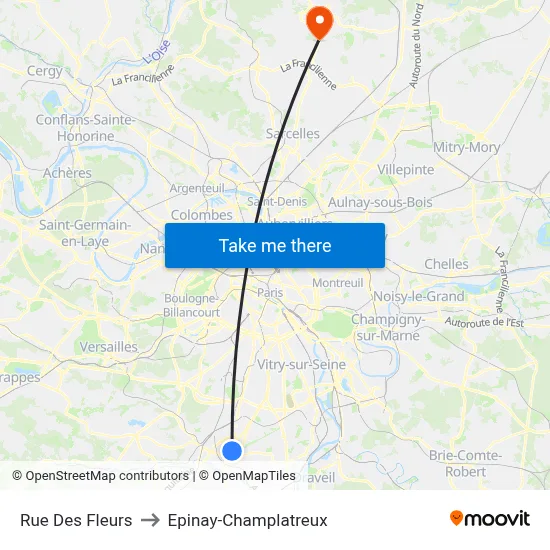 Rue Des Fleurs to Epinay-Champlatreux map