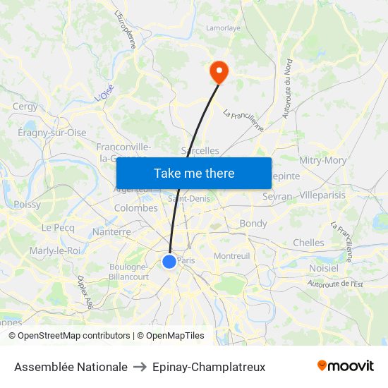 Assemblée Nationale to Epinay-Champlatreux map