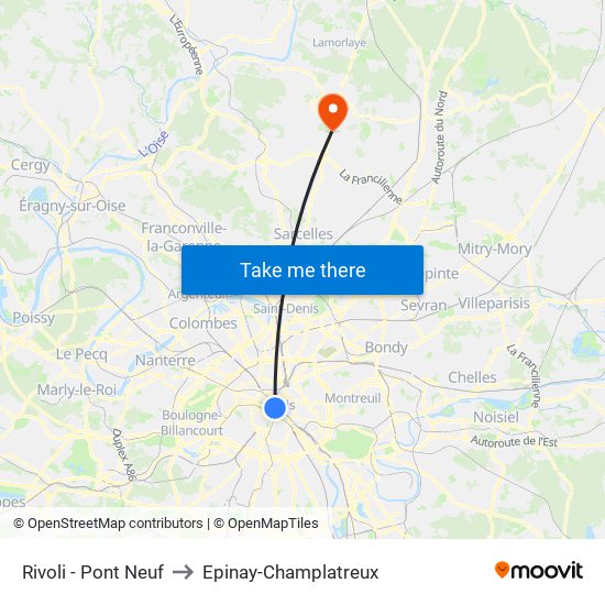 Rivoli - Pont Neuf to Epinay-Champlatreux map