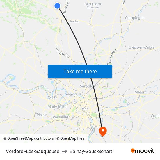 Verderel-Lès-Sauqueuse to Epinay-Sous-Senart map