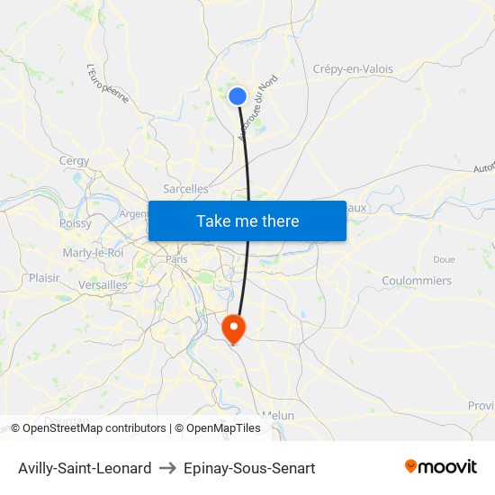 Avilly-Saint-Leonard to Epinay-Sous-Senart map