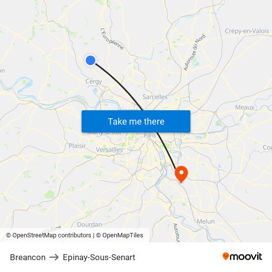 Breancon to Epinay-Sous-Senart map