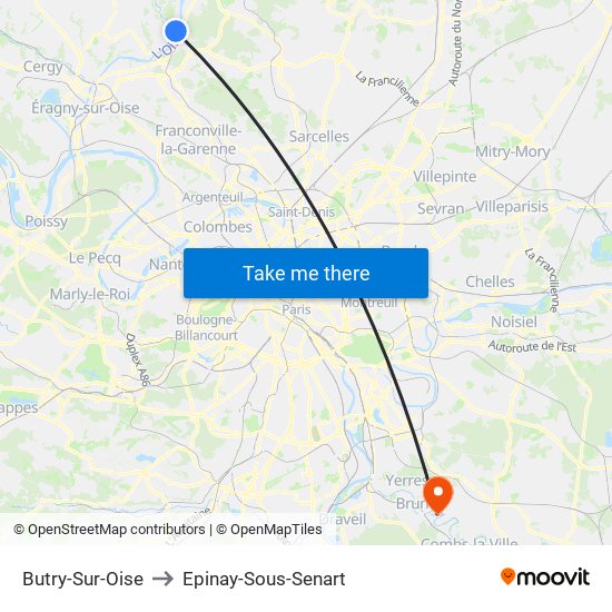 Butry-Sur-Oise to Epinay-Sous-Senart map