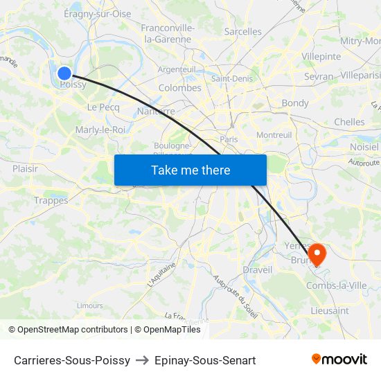 Carrieres-Sous-Poissy to Epinay-Sous-Senart map