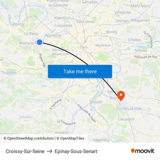 Croissy-Sur-Seine to Epinay-Sous-Senart map