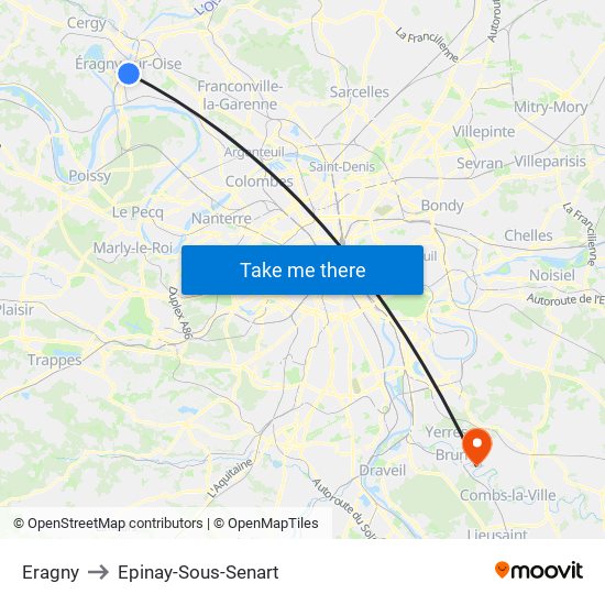 Eragny to Epinay-Sous-Senart map