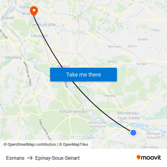 Esmans to Epinay-Sous-Senart map