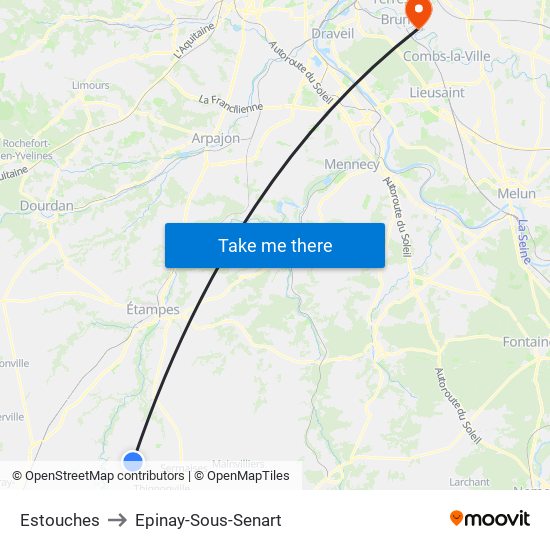 Estouches to Epinay-Sous-Senart map