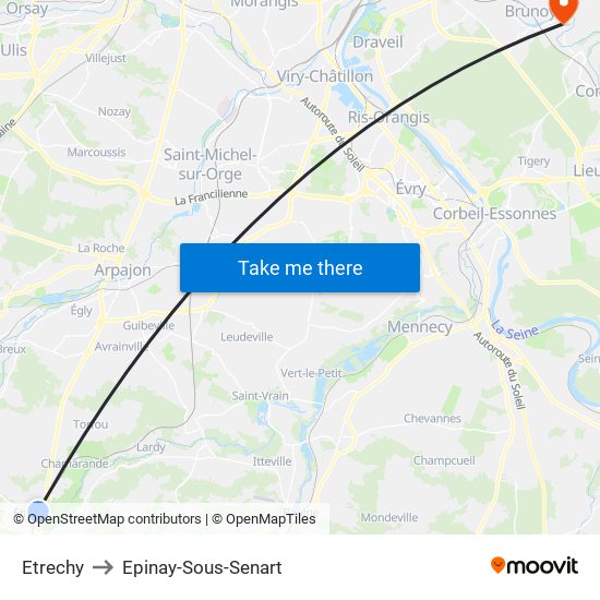 Etrechy to Epinay-Sous-Senart map