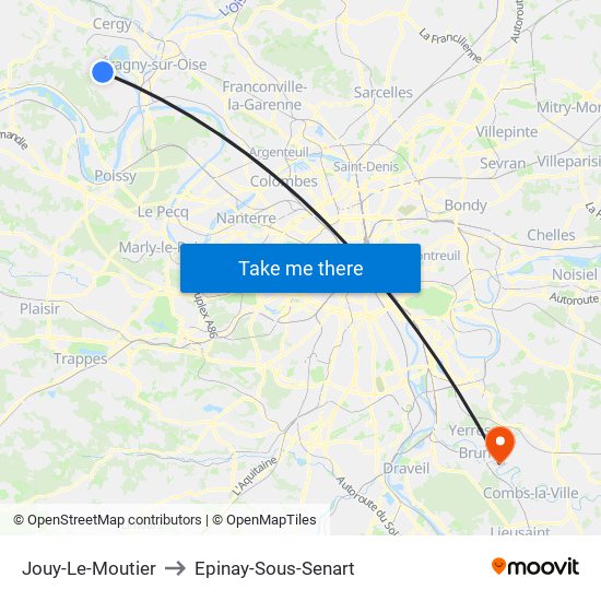 Jouy-Le-Moutier to Epinay-Sous-Senart map