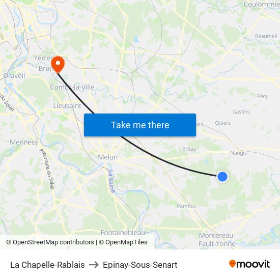 La Chapelle-Rablais to Epinay-Sous-Senart map