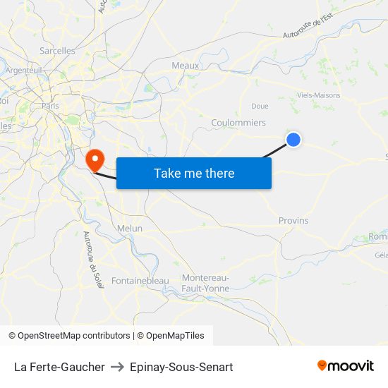 La Ferte-Gaucher to Epinay-Sous-Senart map