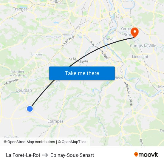 La Foret-Le-Roi to Epinay-Sous-Senart map