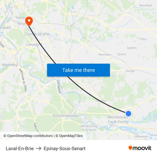 Laval-En-Brie to Epinay-Sous-Senart map