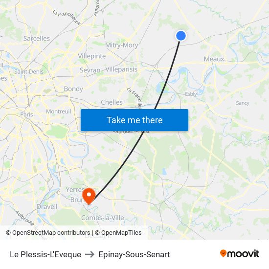 Le Plessis-L'Eveque to Epinay-Sous-Senart map