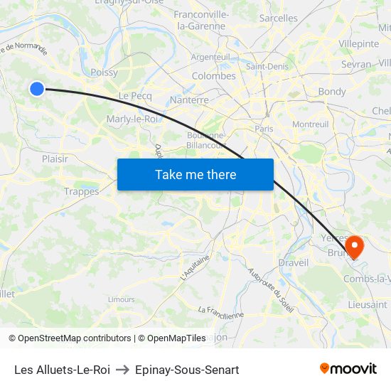 Les Alluets-Le-Roi to Epinay-Sous-Senart map