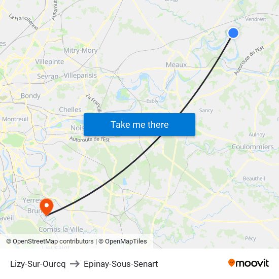 Lizy-Sur-Ourcq to Epinay-Sous-Senart map