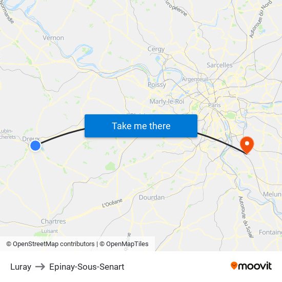 Luray to Epinay-Sous-Senart map