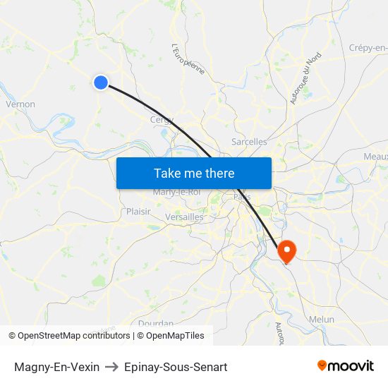 Magny-En-Vexin to Epinay-Sous-Senart map