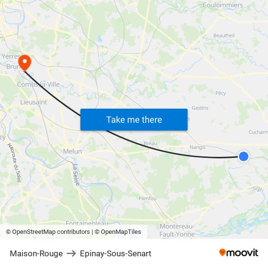 Maison-Rouge to Epinay-Sous-Senart map