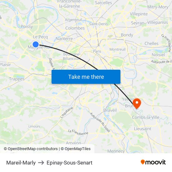 Mareil-Marly to Epinay-Sous-Senart map