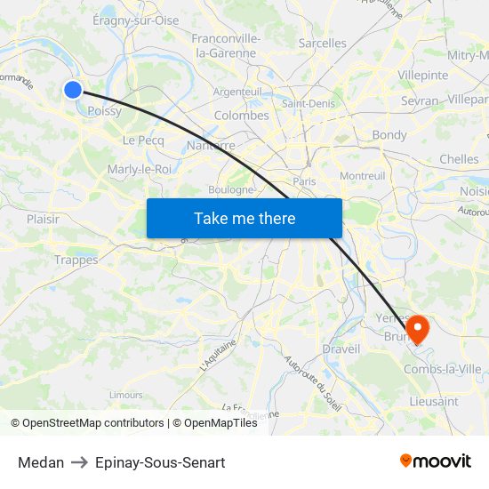 Medan to Epinay-Sous-Senart map