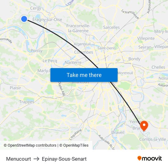 Menucourt to Epinay-Sous-Senart map