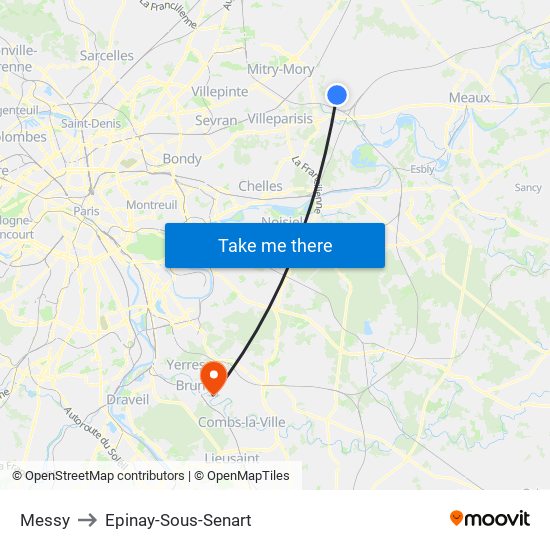 Messy to Epinay-Sous-Senart map