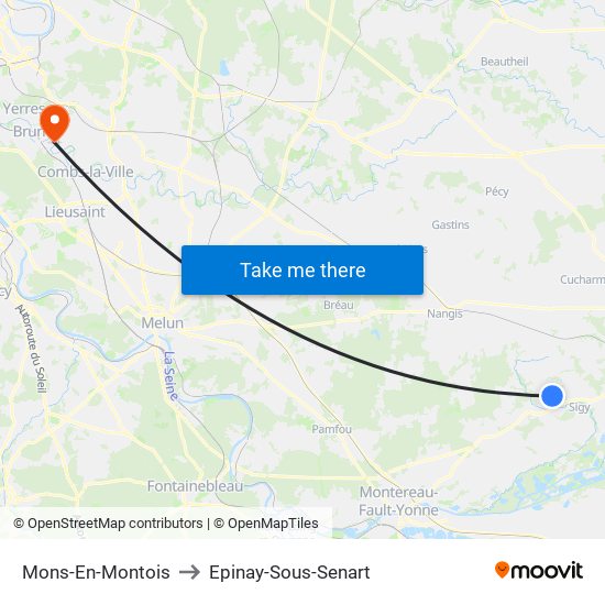 Mons-En-Montois to Epinay-Sous-Senart map