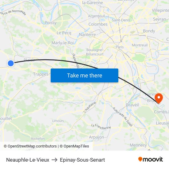 Neauphle-Le-Vieux to Epinay-Sous-Senart map