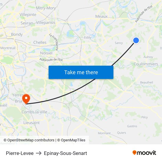 Pierre-Levee to Epinay-Sous-Senart map