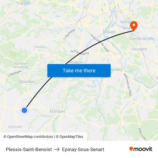 Plessis-Saint-Benoist to Epinay-Sous-Senart map