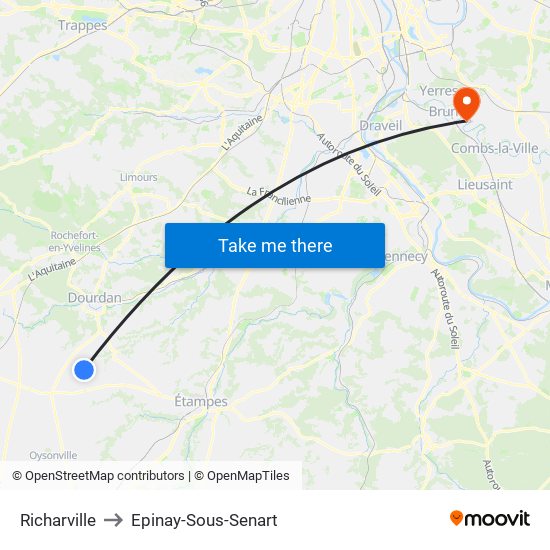 Richarville to Epinay-Sous-Senart map