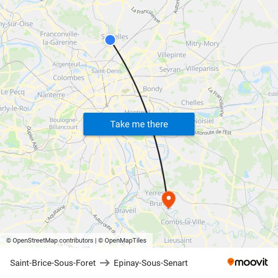 Saint-Brice-Sous-Foret to Epinay-Sous-Senart map