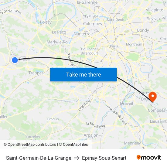 Saint-Germain-De-La-Grange to Epinay-Sous-Senart map