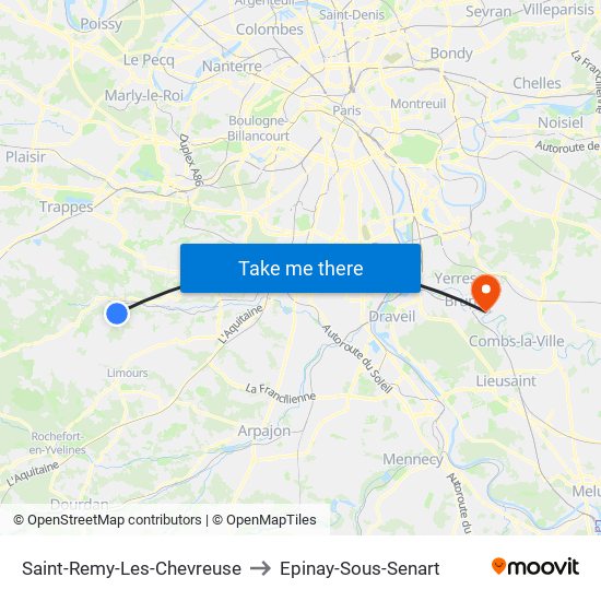 Saint-Remy-Les-Chevreuse to Epinay-Sous-Senart map