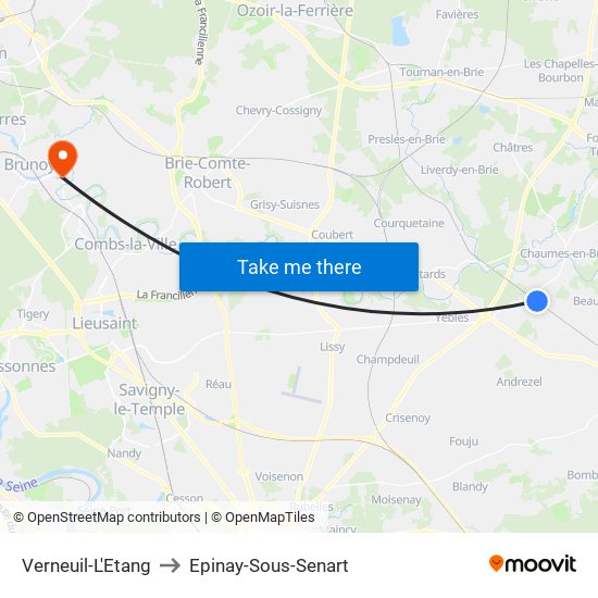 Verneuil-L'Etang to Epinay-Sous-Senart map